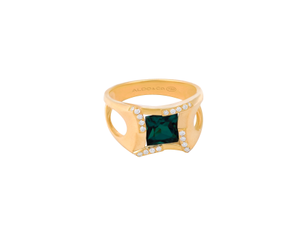 Anillo en oro amarillo de 18K turmalina verde princess Sale