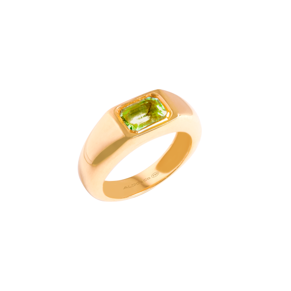 Anillo en oro amarillo de 18K tipo chevalier con peridot Online