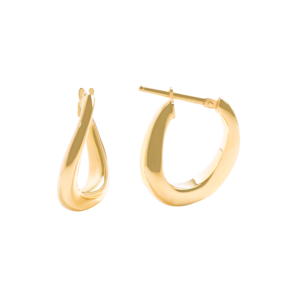 Aretes oro amarillo 18K argollas curvas. on Sale