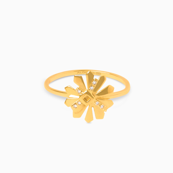 Anillo Magic en oro amarillo de 18K flor geométrica con brillantes Discount