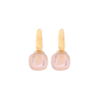 Aretes en oro amarillo de 18K argollas con cuarzo rosado Online Sale