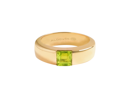 Anillo en oro amarillo de 18K cinta avellada centro con peridot Cheap