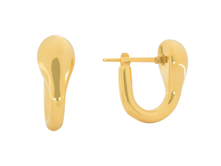 Aretes oro amarillo 18K argollas forma de gota invertida bombeada For Discount