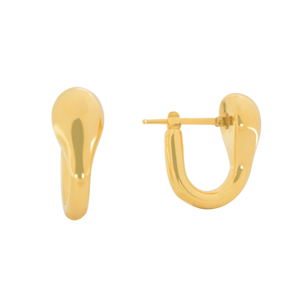 Aretes oro amarillo 18K argollas forma de gota invertida bombeada For Discount