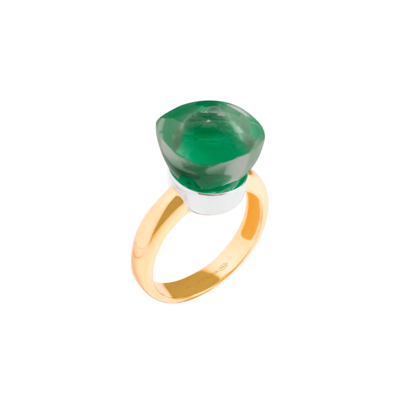 Anillo con oro blanco y amarillo de 18K con prasiolite cushion Online