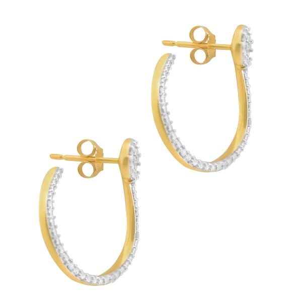 Aretes en oro amarillo de 18K flor linea con pavet Supply