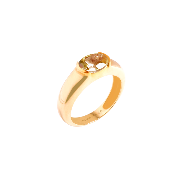 Anillo en oro amarillo de 18K aro grueso con andalucita oval Cheap