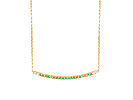 Collar en oro amarillo de 18K barrita curvo con granate verde Discount