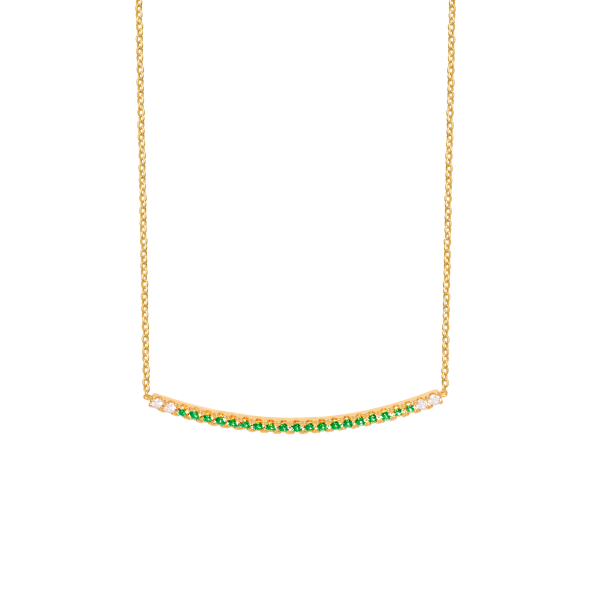 Collar en oro amarillo de 18K barrita curvo con granate verde Discount