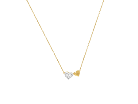 Collar en oro amarillo de 18K con 2 corazones unidos Online now