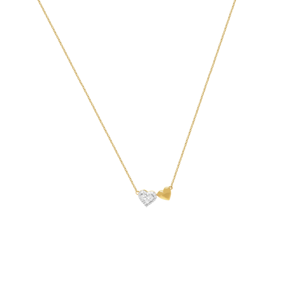 Collar en oro amarillo de 18K con 2 corazones unidos Online now