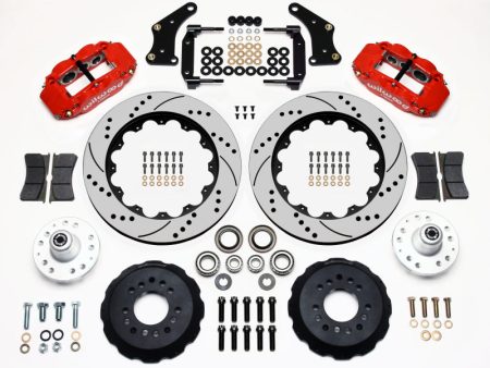 Wilwood Narrow Superlite 6R Front Hub Kit 14.00in Drill Red Large GM 57-70 Drop Spindle For Sale