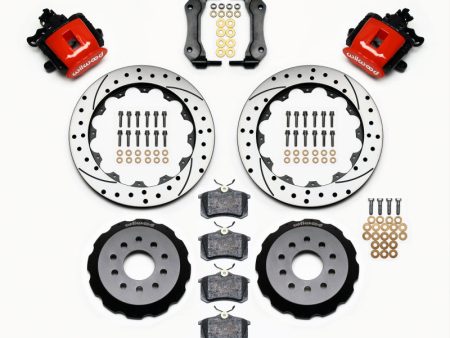 Wilwood Combination Parking Brake Rear Kit 12.88in Drilled Red Mustang 94-04 Sale