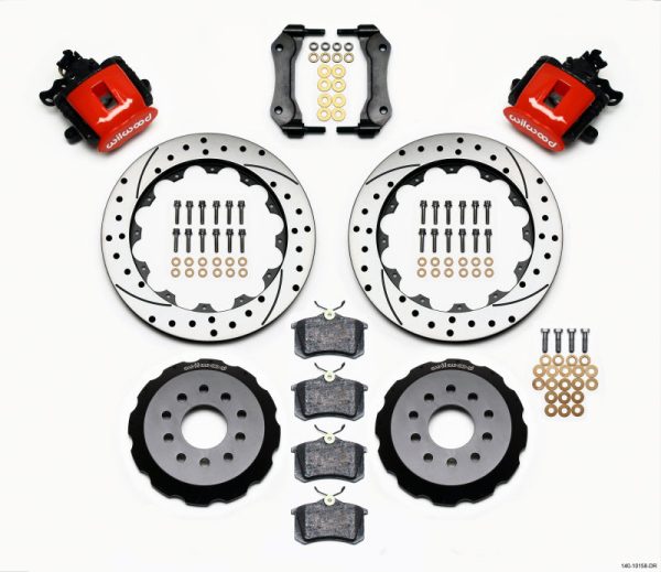 Wilwood Combination Parking Brake Rear Kit 12.88in Drilled Red Mustang 94-04 Sale