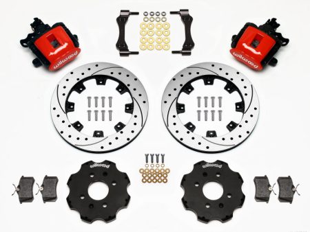 Wilwood Combination Parking Brake Rear Kit 12.19in Drilled Red Civic   Integra Disc 2.39 Hub Offset Discount