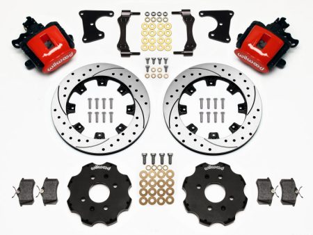 Wilwood Combination Parking Brake Rear Kit 12.19in Drilled Red Civic   Integra Drum 2.71 Hub Offset For Discount