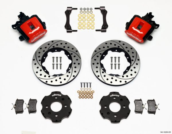 Wilwood Combination Parking Brake Rear Kit 11.00in Drilled Red Civic   Integra Disc 2.39 Hub Offset Online now