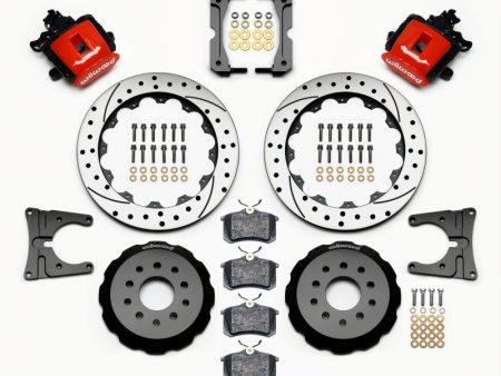 Wilwood Combination Parking Brake Rear Kit 12.88in Drilled Red 2005-2014 Mustang Cheap