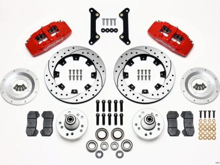 Wilwood Dynapro 6 Front Hub Kit 12.19in Drilled Red 70-78 Camaro Online now