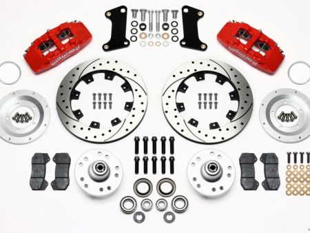 Wilwood Dynapro 6 Front Hub Kit 12.19in Drilled Red 67-69 Camaro (*Line Kit Needed*) Online