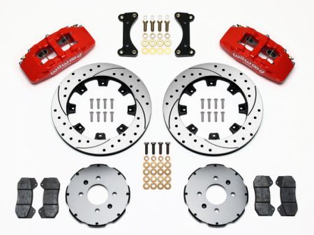 Wilwood Dynapro 6 Front Hat Kit 12.19in Drilled Red 94-01 Honda Acura w 262mm Disc Online now